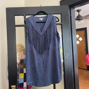 Gianni Bernini faux suede fringe dress